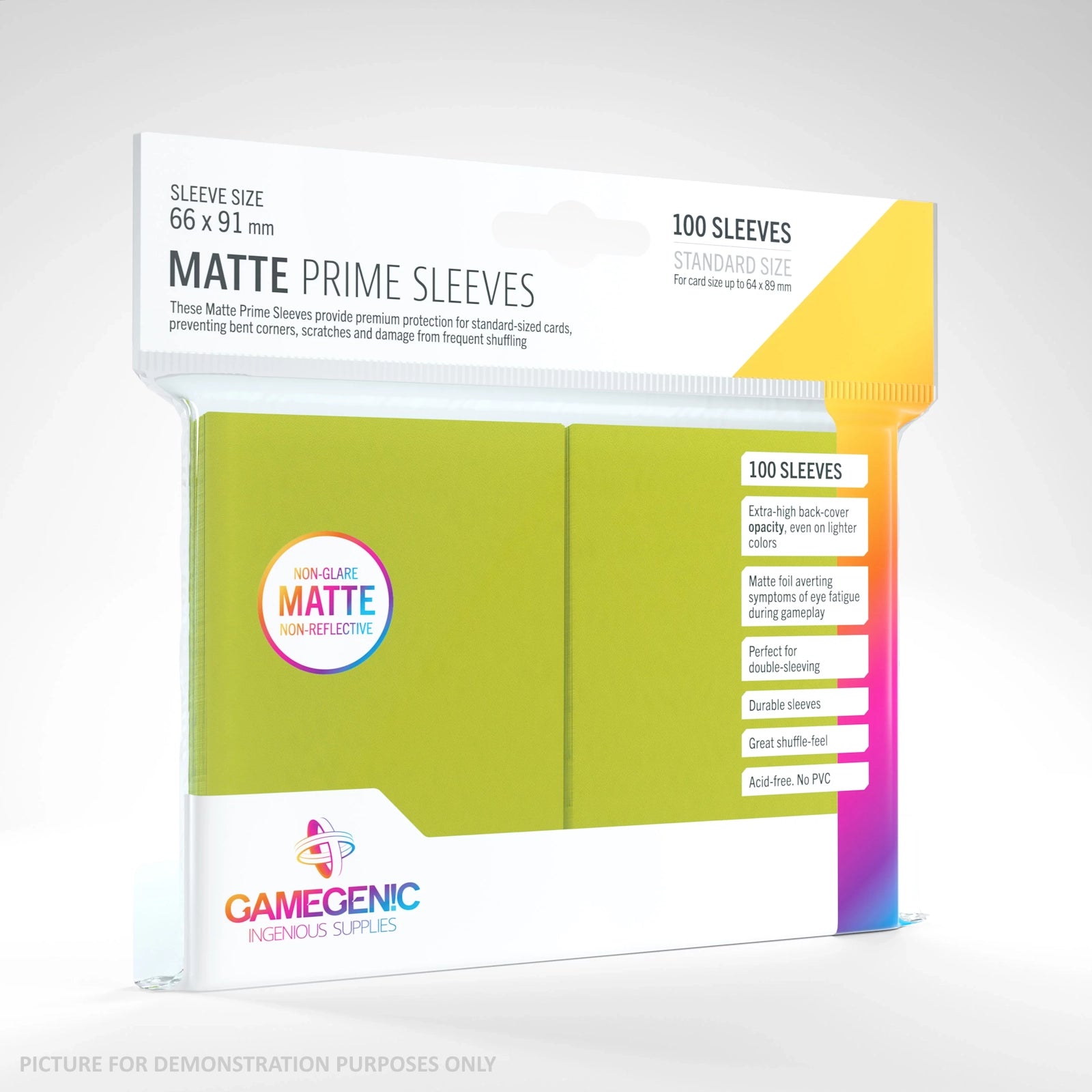 GameGenic MATTE Prime Sleeves 100 Pack - LIME